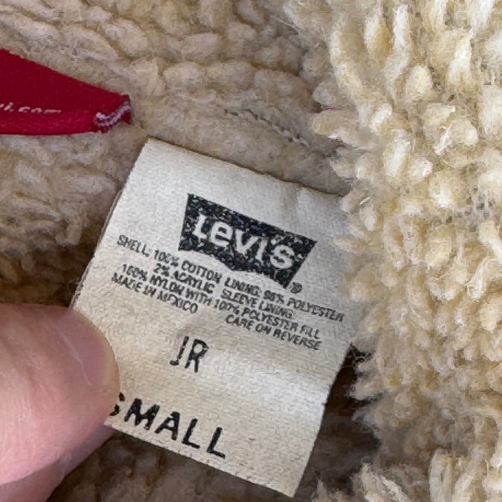 Levi's Kids Denim Sherpa Lined Trucker Jacket Medium Wash‎ Blue Junior Small - Picture 6 of 10
